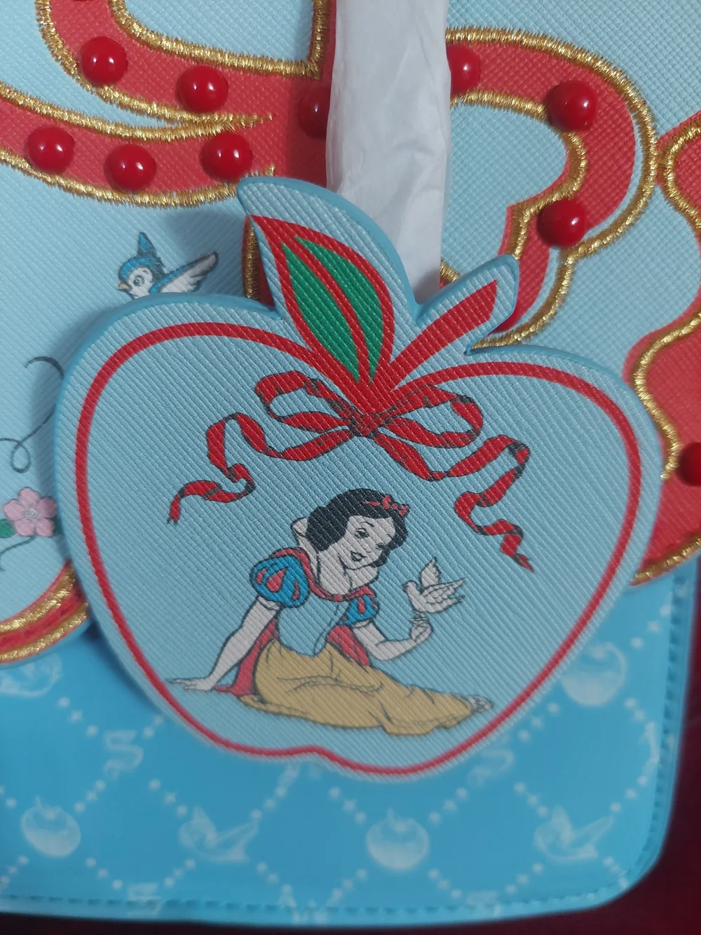 Disney Danielle Nicole Snow White Light Blue, Red Bows Heart Bag with Strap